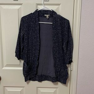 Blue pattern open front coat